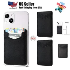 2Pack Leather Phone Wallet Stick on, Sticky Back of Phone Card Holder, Credit...