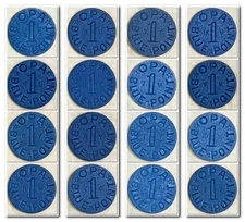 OPA BLUE 1 Point RATION COIN / TOKEN (U Select), WW2, Circulated (Very Good)