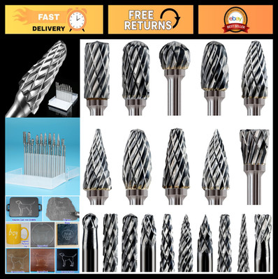 20 Pcs Carbide Burr Bits 1/8'' Shank for Dremel, Metal & Wood Grinding, Engraving