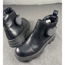 Dream Pairs Kids Black Heart Rhinestone Ankle Boots Size 4 AG1Z4DER Lug Sole