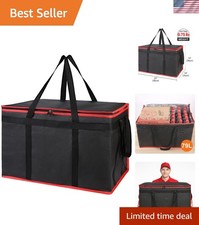 Durable Black-Red Insulated Bag for Catering - 79L Capacity Food Carrier