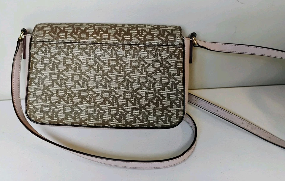 DKNY Sina Flap Gold Chain Crossbody Shoulder Bag DKNY Signature Print - Image 4 of 4