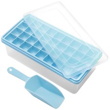 Silicone Ice Cube Tray with Leak-Proof Lid Storage Bin for Freezer BPA-Fr...