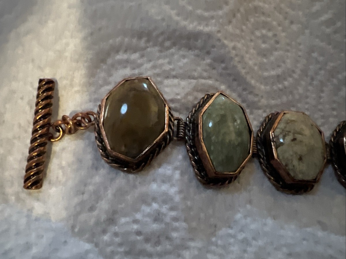 Green Chalcedony/Variscite Copper Chain Bracelet View 4