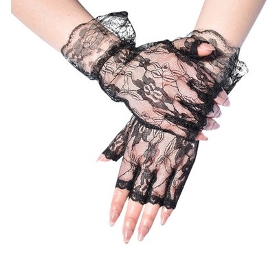 Wedding Gloves Short Lace Flower Gloves Elegant Bridal Shower Accessory Handwear