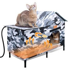 Lofkd Extra Large Heated Cat House for Outdoor Use Weatherproof with Elevated...