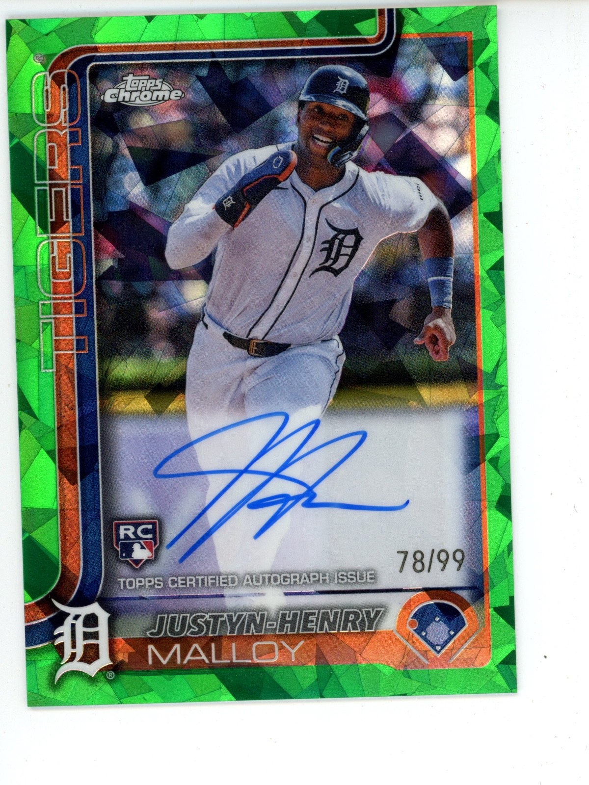 2025 Topps Chrome Sapphire Rookie Auto Justyn-Henry Malloy Green /99 RC