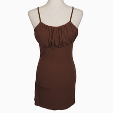 Kendall & Kylie Brown Soft Stretchy Ribbed Ruched Bust Mini Dress Size Small