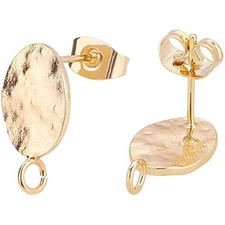 BENECREAT 10PCS 18K Real Gold Plated Oval Earring Studs with Brass Ear