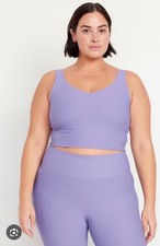 Old Navy Women  s Light Support PowerSoft Rib Longline Sports Bra Opaline Size XS