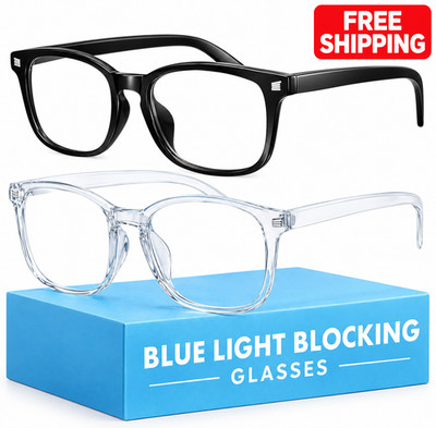 High Tech Blue Light Glasses - Advanced 99% Blue Light Blocking, 2 pk