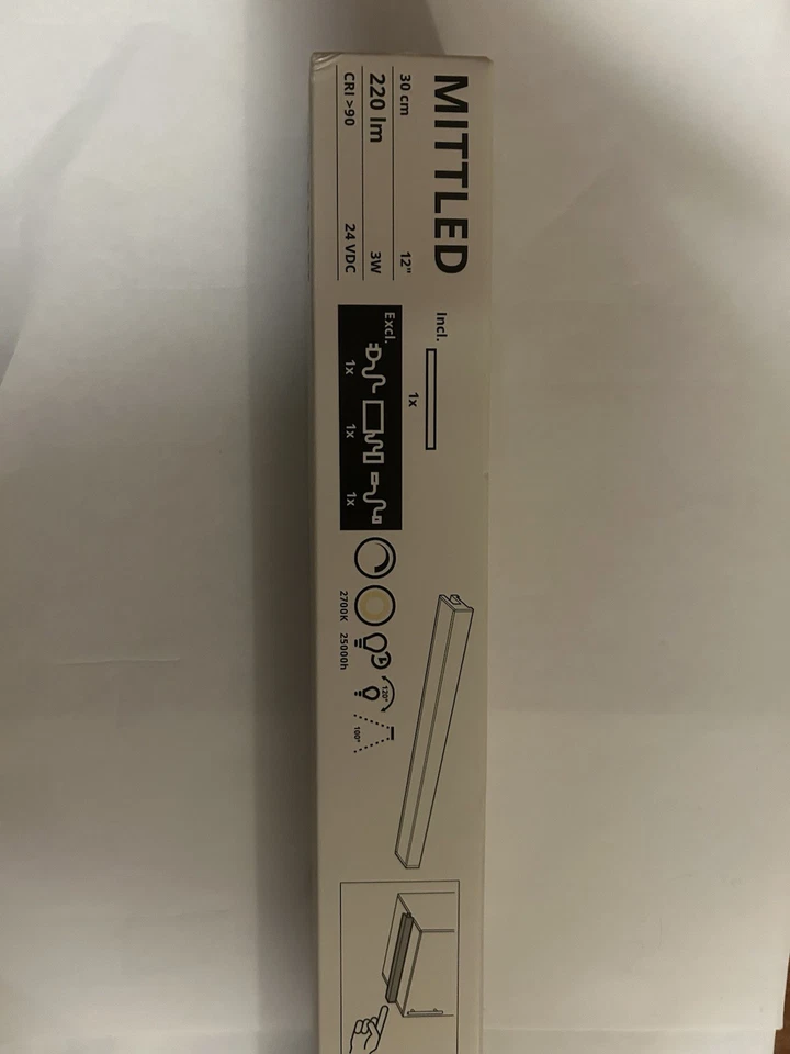 MITTLED, Barra a LED sottopensile, intensità luminosa regolabile bianco, 30 cm - Immagine 2 di 4