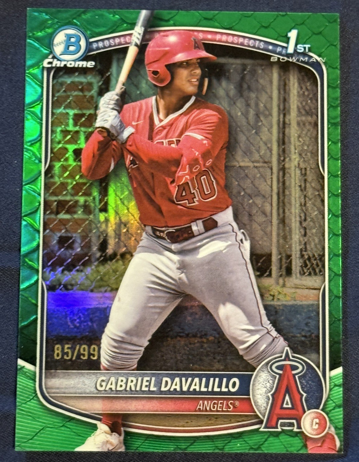 2025 Bowman Chrome Gabriel Davalillo 1st Bowman Green Reptilian /99
