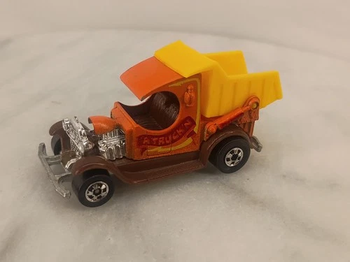 Vintage Hot Wheels 1977 Orange A Truckin Dump Truck Hong Kong Good Shape