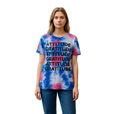 NEW Spiritual Gangster Medium Attitude Gratitude T-Shirt Blue Pink Tie Dye USA