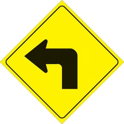 Voss 12x12in. Reflective Trail Sign - Left Turn Arrow (Yellow/Black) Snowmobile