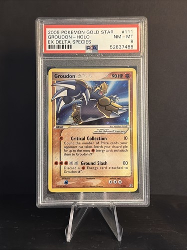 Pokémon TCG Groudon Gold Star EX Delta Species Set 111/113 Holo Ultra Rare PSA 8