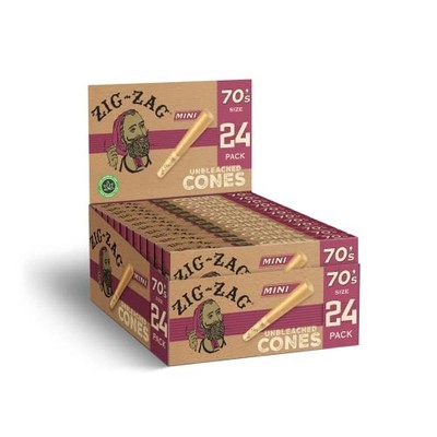 ZIG-ZAG Pre Rolled Cones Unbleached 70mm Size - (12-Pack) 24 Cones Per Pack