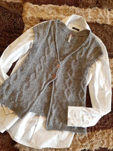 Women White Stuff Vest Grey Wool 36 / S / 44