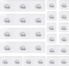 16-Pack Shower Caddy Adhesive Replacement, Transparent Adhesive Hooks Stickers, 