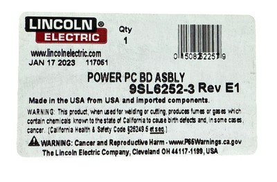 Lincoln Electric 9SL6252-3 POWER PC BD ASBLY L6252-3 Rev E1