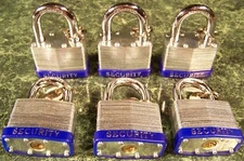 6pc 2" Security LAMINATED PAD LOCKS all Keyed Alike one key works all lock 12key