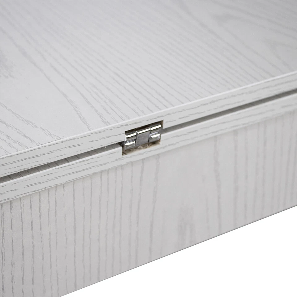 Tavolo da Pranzo Quadrato 90x90 in Legno Bianco Allungabile con Apertura a Libro - Immagine 4 di 4