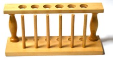 Test Tube Rack, (6) 25mm Holes and (6) Pins - Solid Wood - 9.4" Long, 3.75" Tall