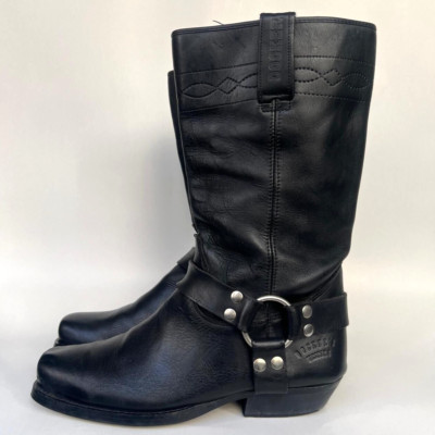 Dockers Gerli Men's biker leather motorcycle Black Knee-High Boots Size 44