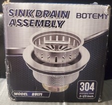 BOTEMY Kitchen Sink Drain Strainer 3.5in B9171 Stainless Steel Brushed