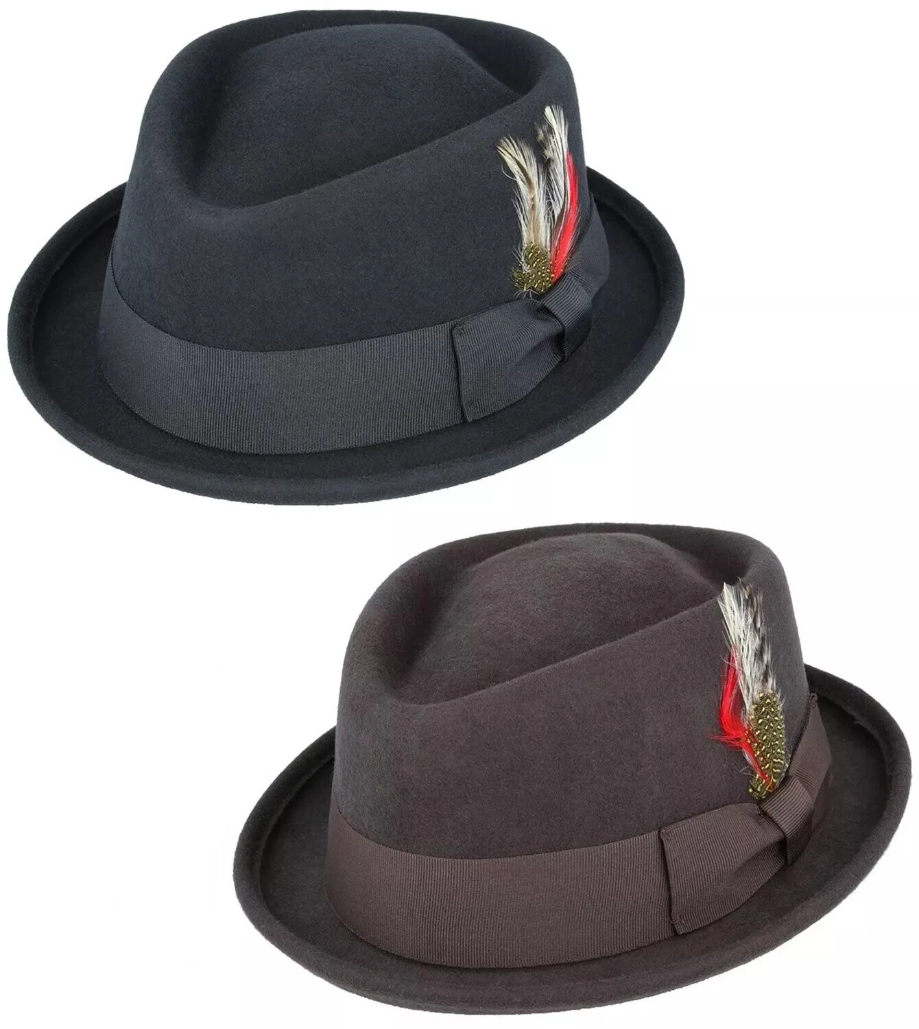 Superb Quality Hand Made 100% Wool Porkpie Pork Pie Hat 4 Sizes Colours