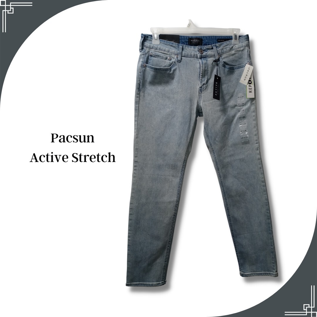 PacSun Active Stretch Blue slim Jeans 31x30 New With Tags