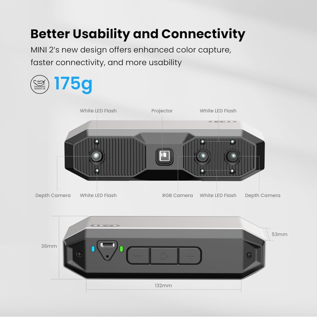 Revopoint MINI 2 Standard 3D Scanner For 3D Printer 0.02mm 16Fps