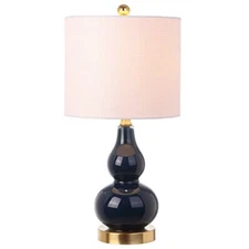  JYL1028F Anya 20.5" Mini Glass LED Table Lamp, Transitional, Glam, Single Navy