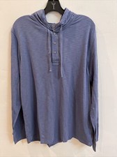 Vince Cotton pullover hoodie w buttons XL blue