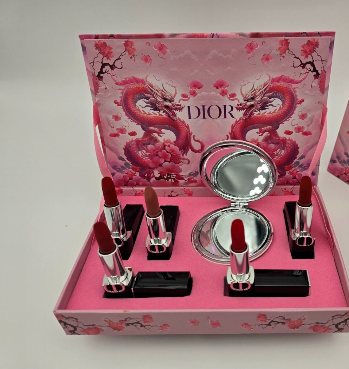 Dior Rouge Lipstick Set 1.5g x5 Magnetic Case With Pocket Mirror