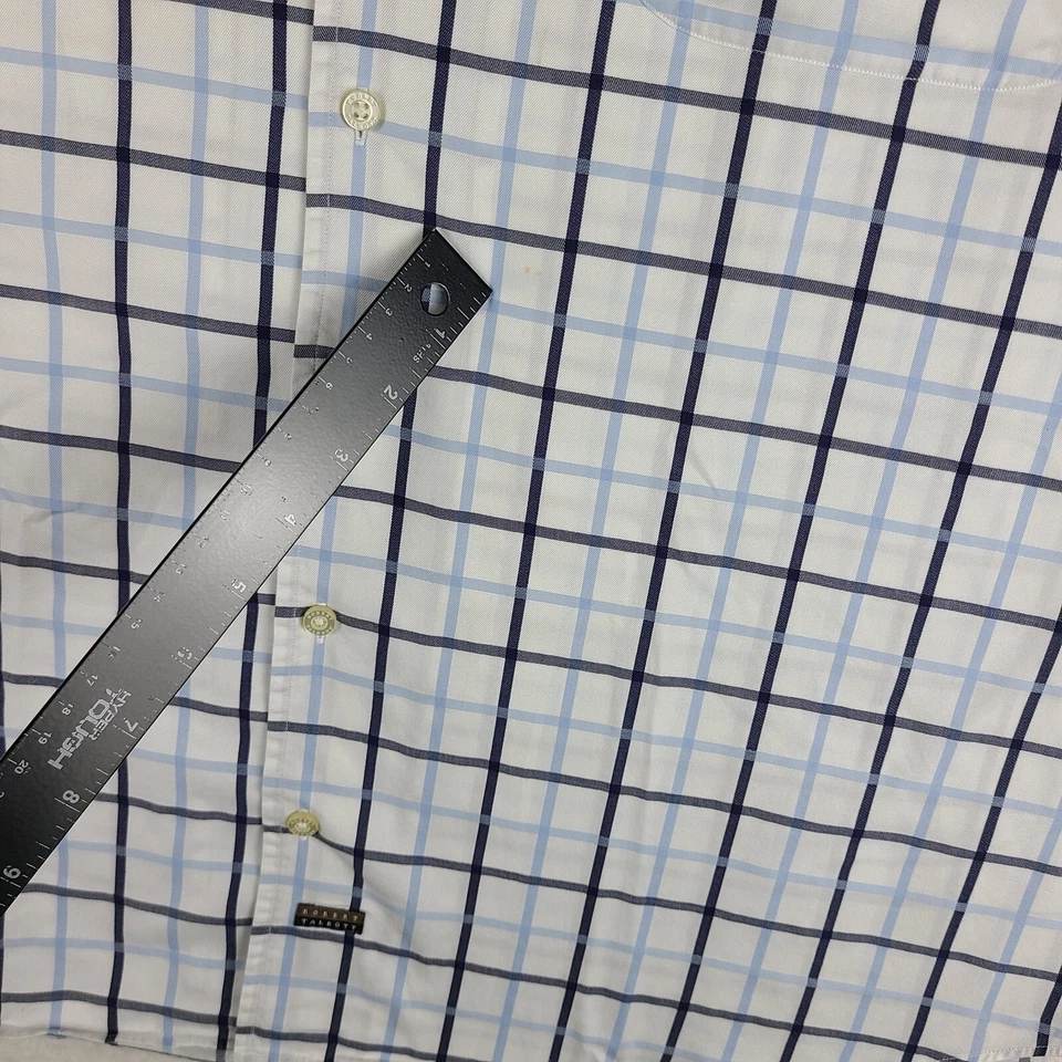 Robert Talbott Shirt Mens XL Blue White Plaid 100% Cotton Dress Button Down - Image 4 of 4
