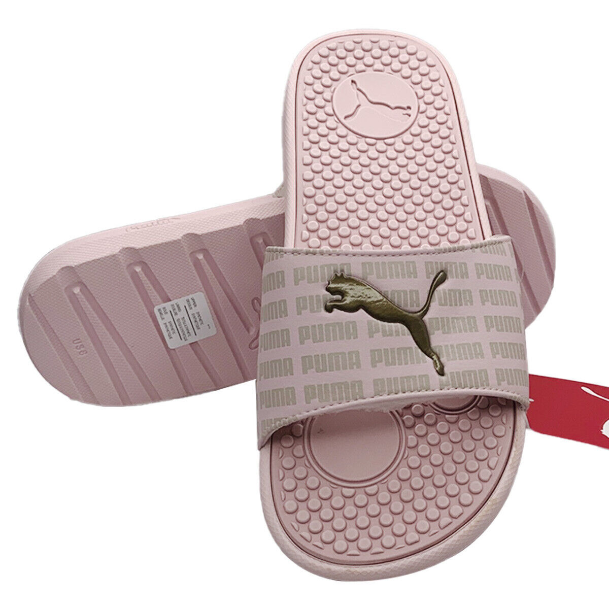 Msrp $48.99 Nwt Puma Cool Cat Echo Womens Lotus Rose Gold Slip On Slides Sandals