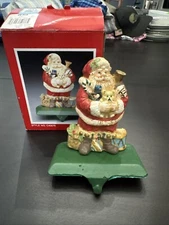 Vintage Santa Claus Cast Iron Christmas Stocking Hanger Holder