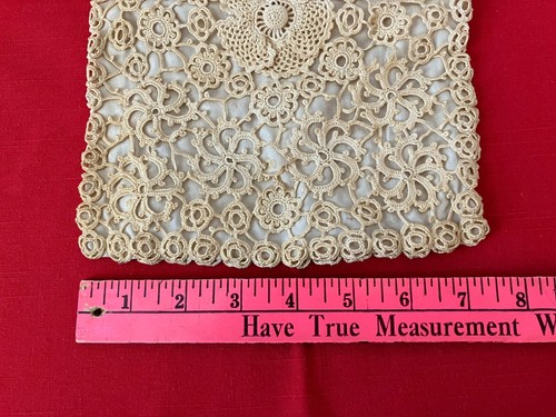 VINTAGE TATTED CROCHETED HANDMADE DRAWSTRING PURSE BAG Lined 1930’s - Picture 10 of 10