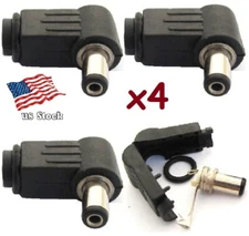 4-Pack 5.5 x 2.1mm Right Angle Solder DC Power Male Plug Connector Adapters