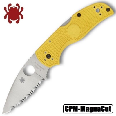 Spyderco Native 5 Salt CPM MagnaCut Satin Serrated Blade Yellow FRN C41SYL5