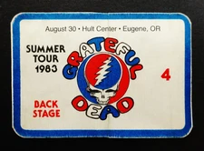 Grateful Dead Backstage Pass Eugene Oregon OR Hult Center 8/30/83 8/30/1983