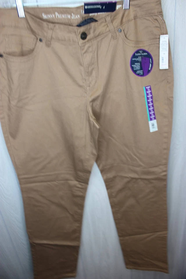 Nuevo Pantalones de mezclilla ajustados de algodón caqui descoloridos Glory para niñas talla 18 Foto 2 de 4