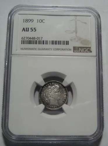 = 1899 AU55 NGC BARBER DIME, Super EYE Appeal, FREE Shipping