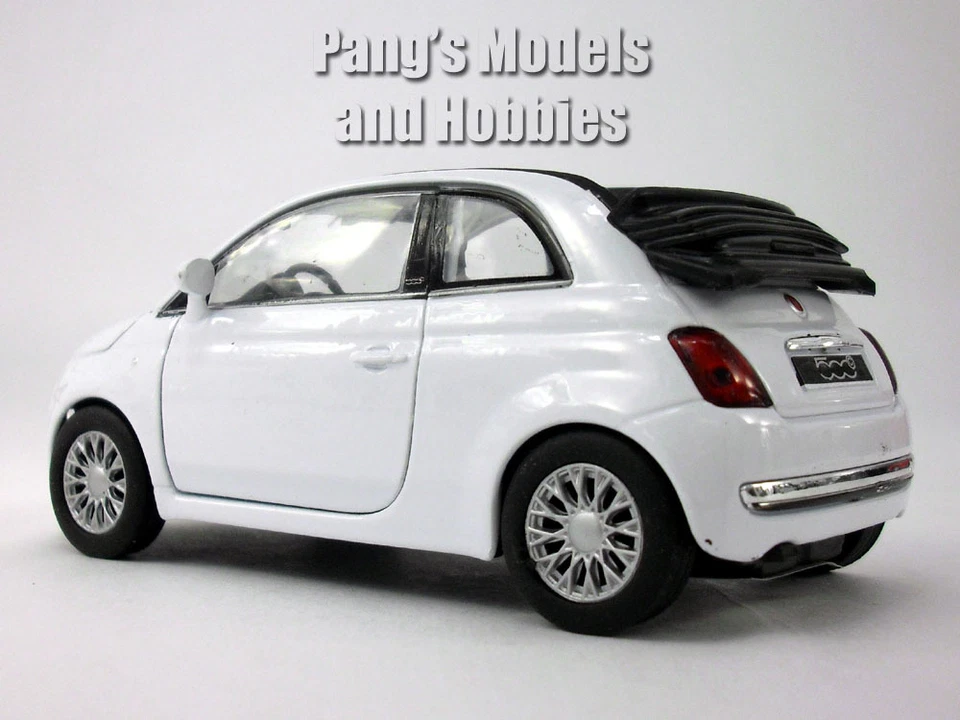 4.25 inch 2010 Fiat 500C (500) 1/32 Scale Diecast Model by Welly - WHITE - Image 4 of 4