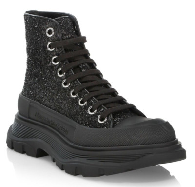 Alexander McQueen Womens Glitter Tread Slick Boots High Sneakers IT 41 J / US 11