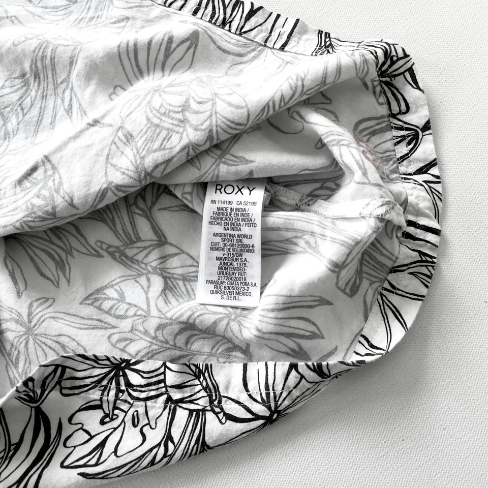 Vestido Roxy Niña Línea A Talla 10 Negro Blanco Tropical Floral Boho Informal Verano Foto 4 de 4