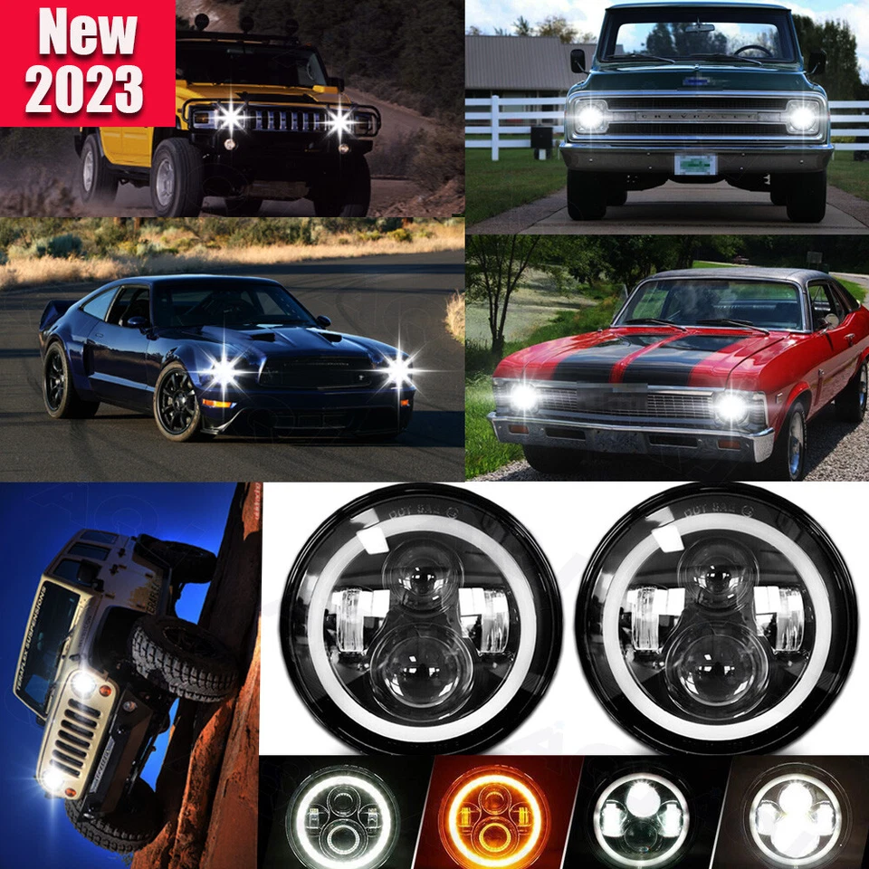 For Oldsmobile Omega 1974-1979 7 inch Round LED Headlight High/Low Sealed Beam Foto 2 de 4