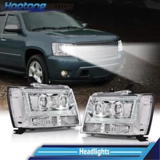 LED Tube Dual Projector Headlights Fit For 07-14 Chevy Tahoe Suburban Avalanche